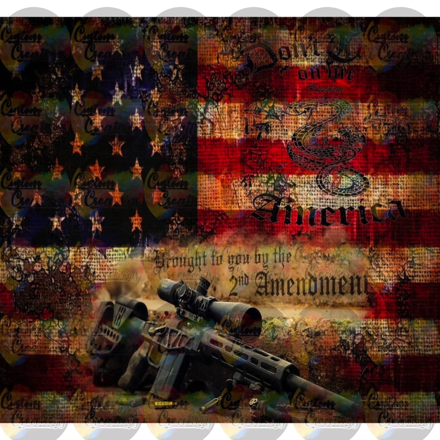 2nd Amendment Flag Distressted Sublimation Transfer For Skinny Non Taper Tumbler Ready To Press