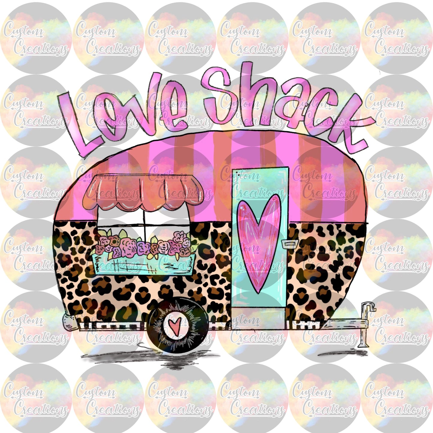 Love Shack Camper Print Sublimation Transfer Ready To Press