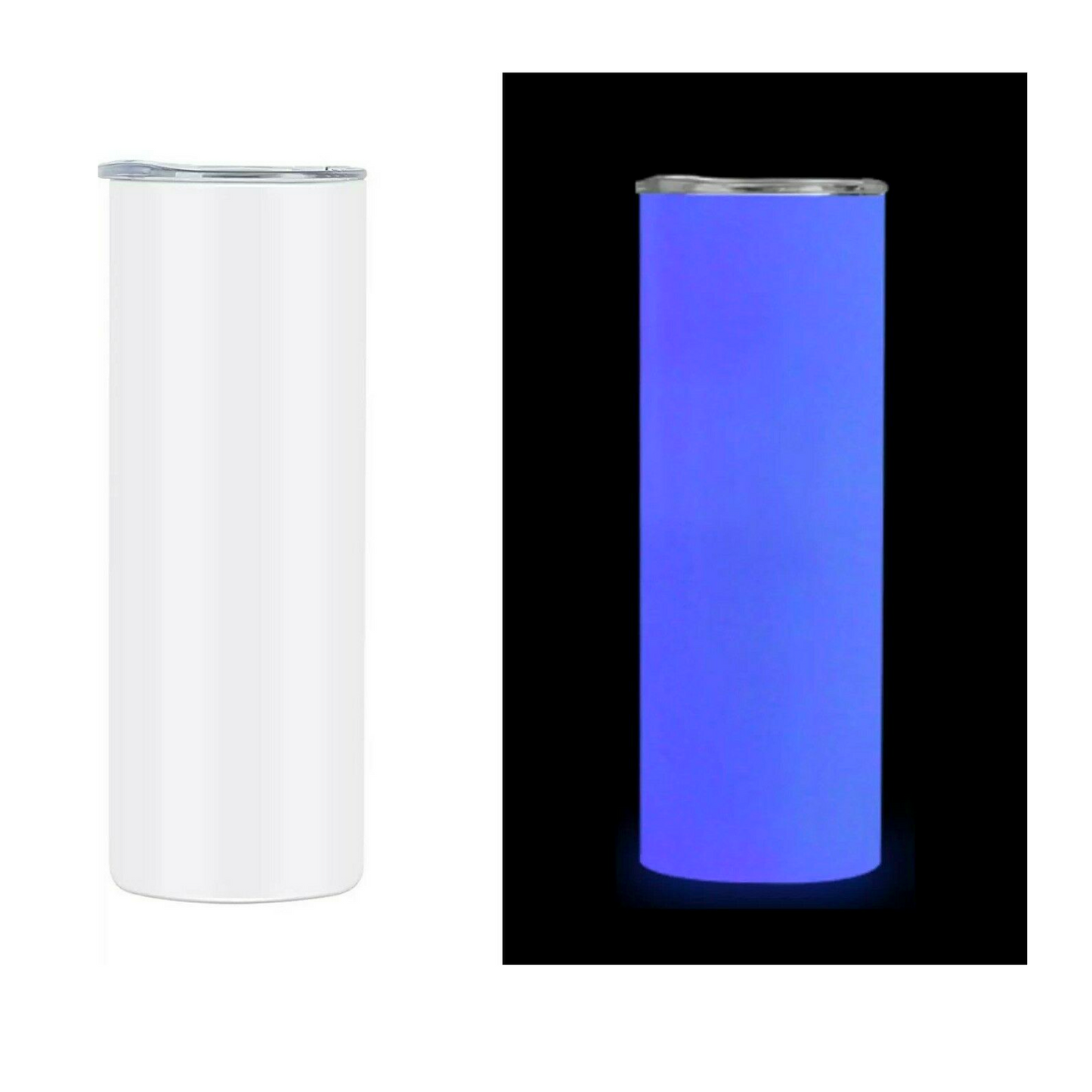 20oz White to Purple Glow Sublimation Straight Non Taper Skinny Blank