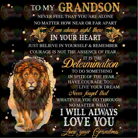 To My Grandson Quote With Lion Digital Download File