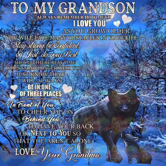 To My Grandson Quote With Wolves Digital Download File