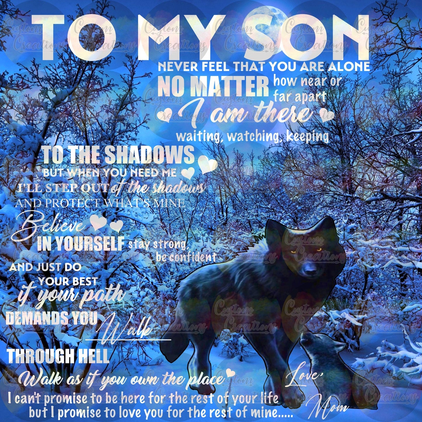 To My Son From Mom Wolf Quote Digital Download File PNG