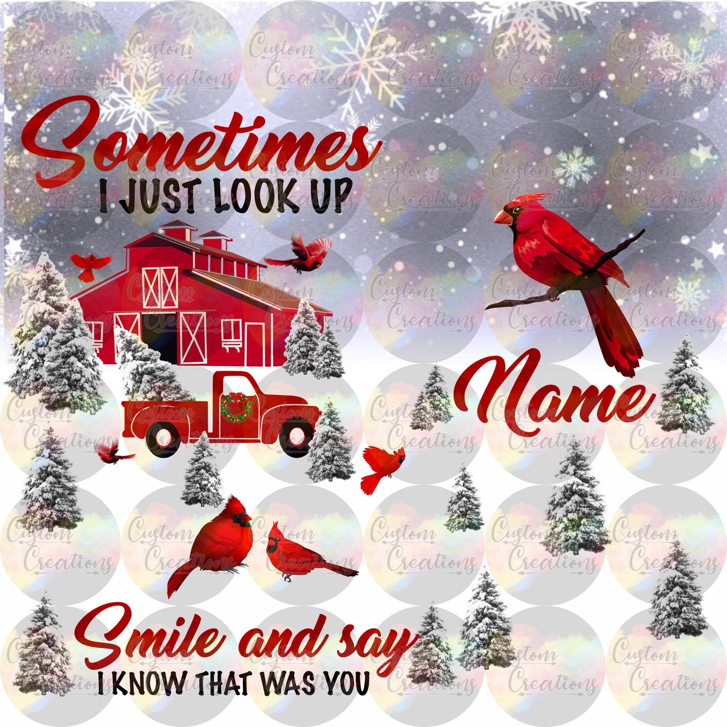 Sometimes I Look Up Smile And Say I Know That Was Yo Antique Red Truck Christmas Digital File Download JPEG & PNG With Cardinals