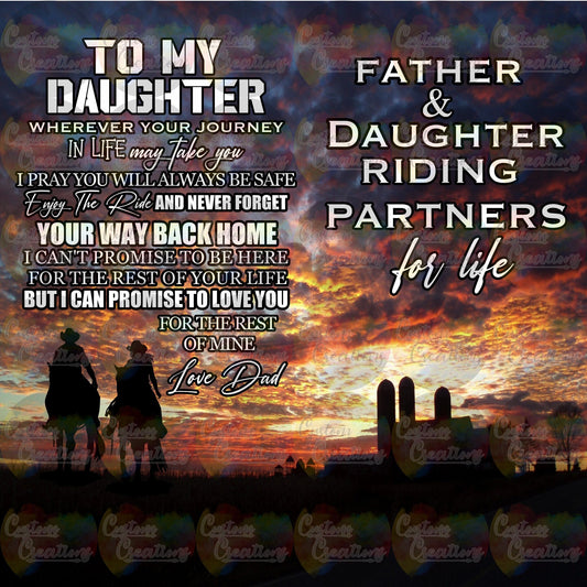 To My Daughter Father and Daughter Riding Partners For Life Digital File Download JPEG & PNG