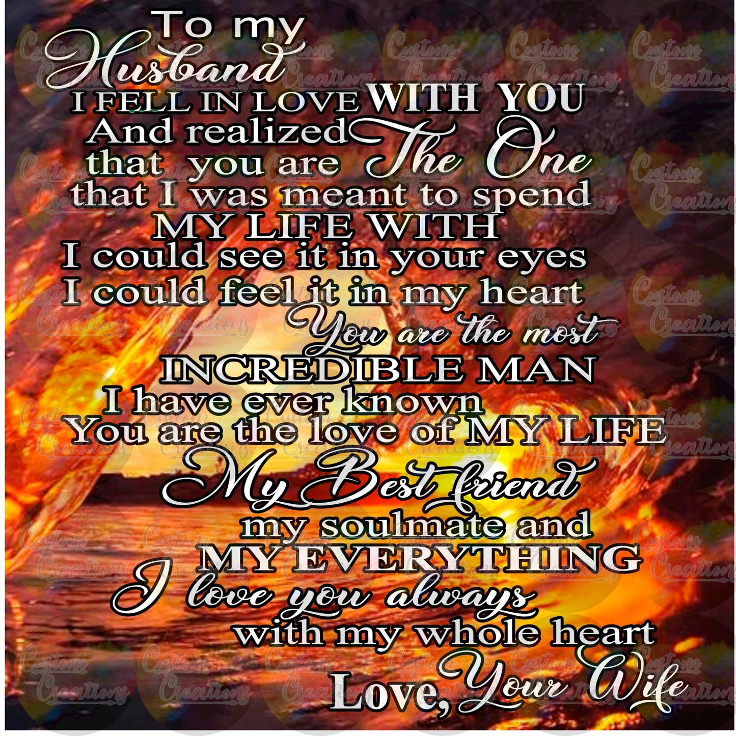 To My Husband Quote With Beach Sunset Digital Download File