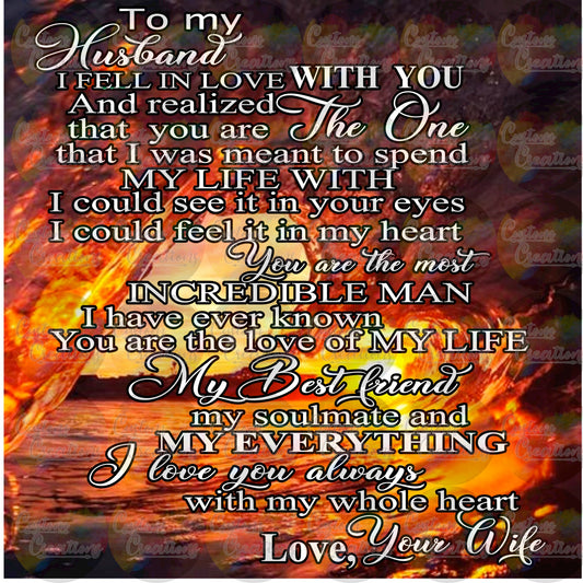 To My Husband Quote With Beach Sunset Digital Download File