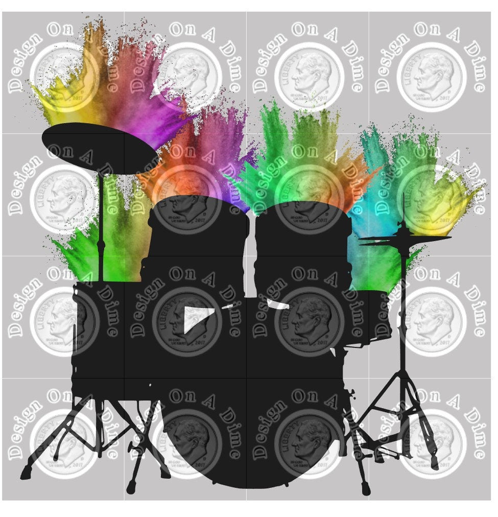 Drumkit Rainbow Sublimation Transfer Ready To Press