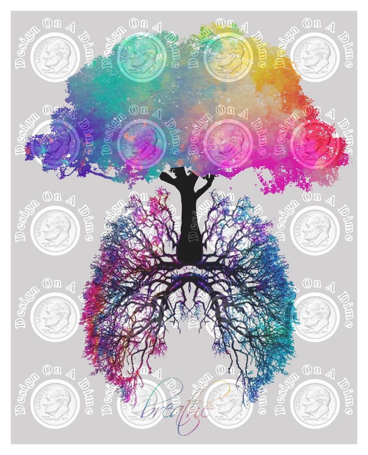 Watercolor Lungs Breathe 3.5" Clear Laser Printed Waterslide