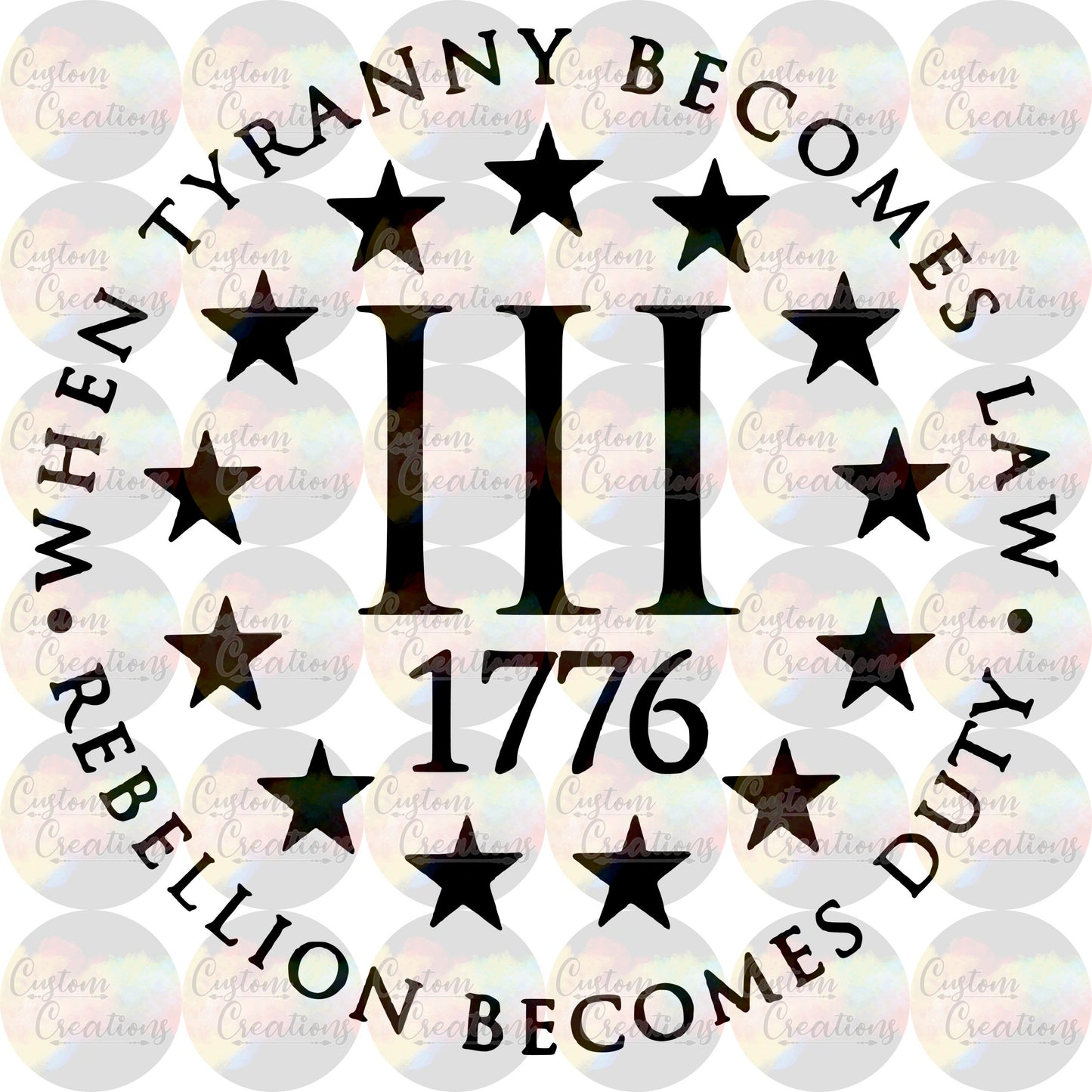 1776 Stars Rights Print Sublimation Transfer Ready To Press