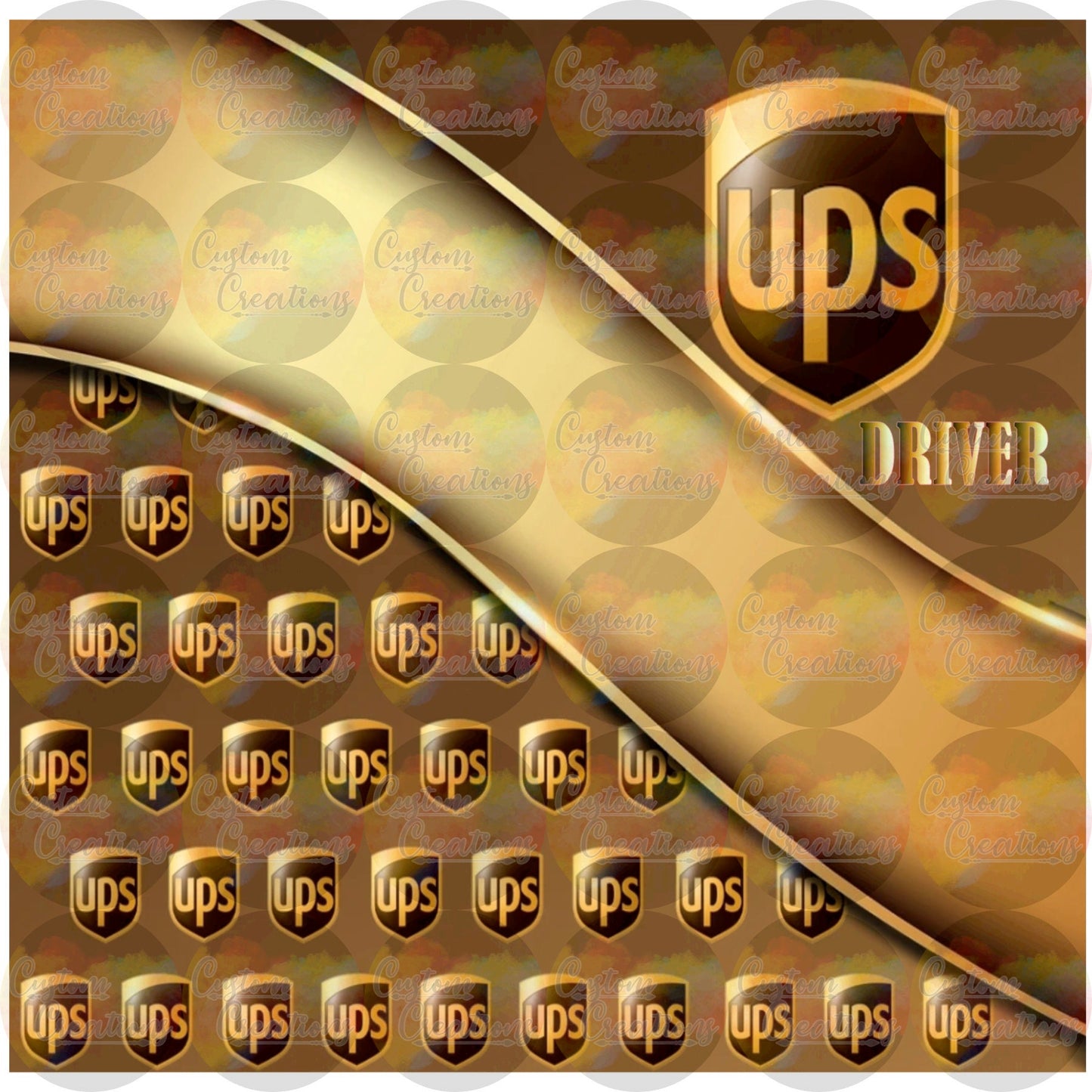 UPS Driver Full Sublimation Transfer For Skinny Non Taper Tumbler Ready To Press 9.50" x 8.25"