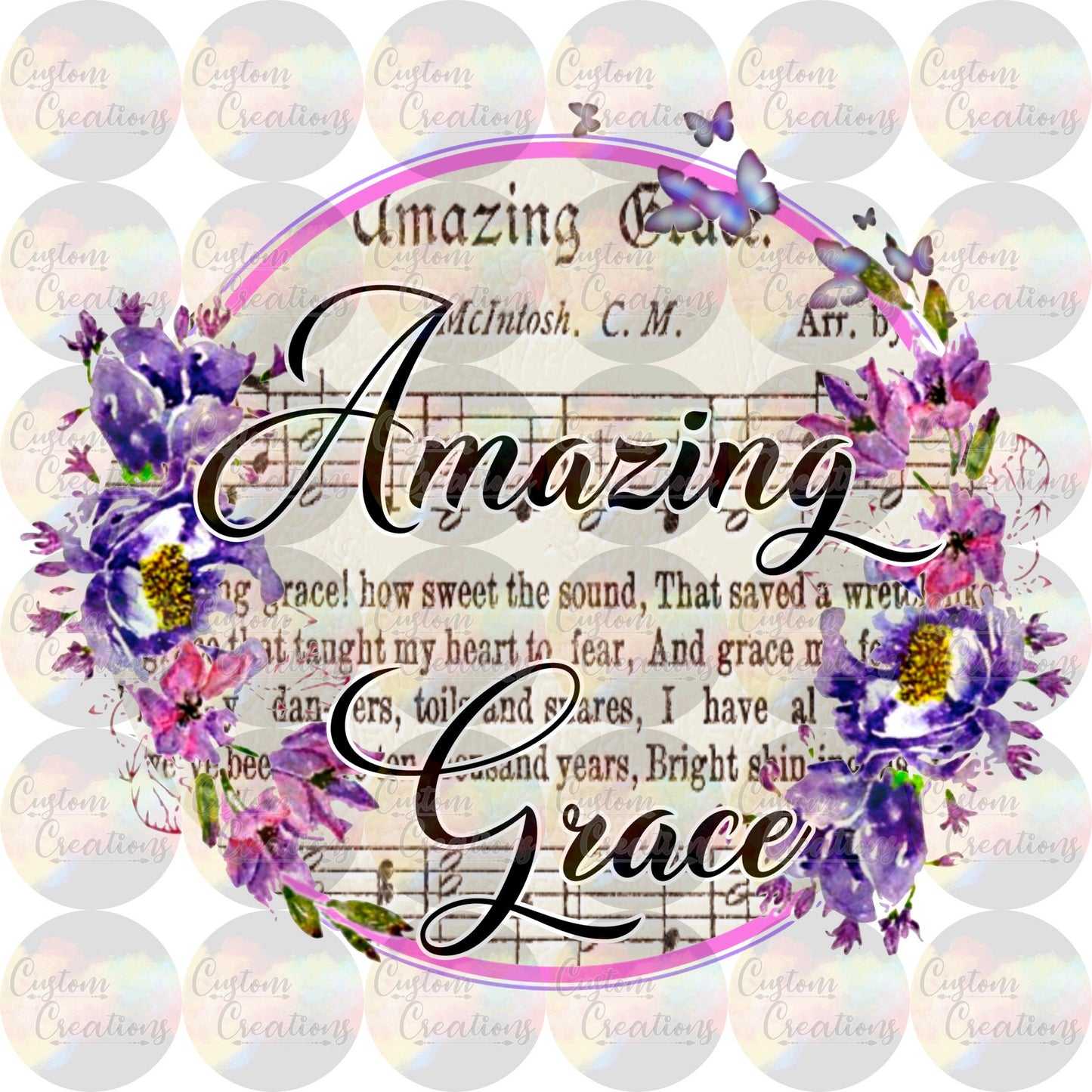 Amazing Grace Print 3.5" Clear Laser Printed Waterslide