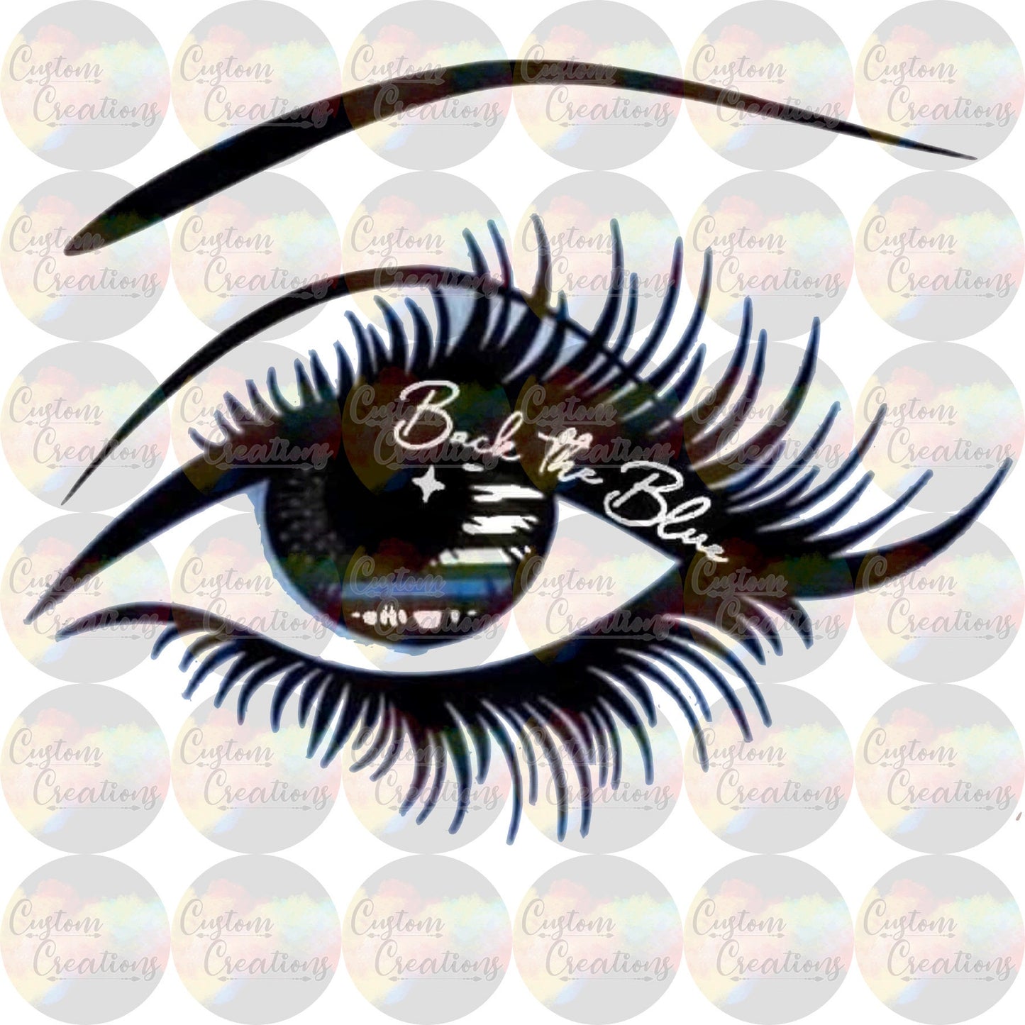 Back The Blue Eye Police 3.5" Clear Laser Printed Waterslide