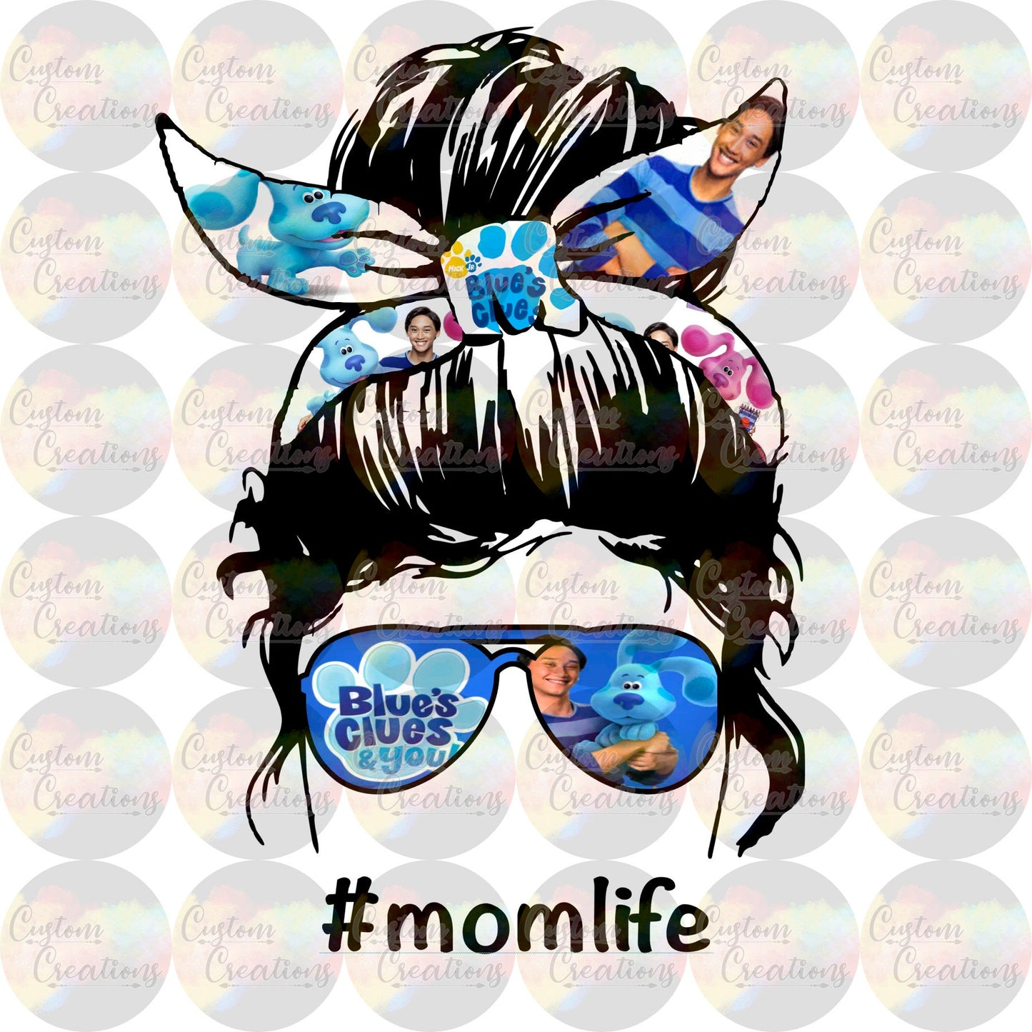 Blue Mom Life Clue Magenta 3.5" Clear Laser Printed Waterslide