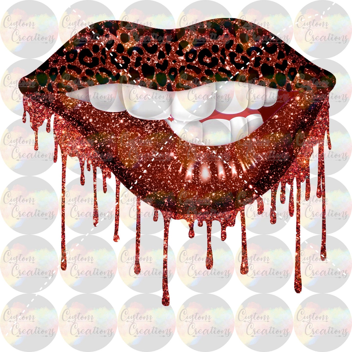 Leopard Print Glitter Lips Print Sublimation Transfer Ready To Press