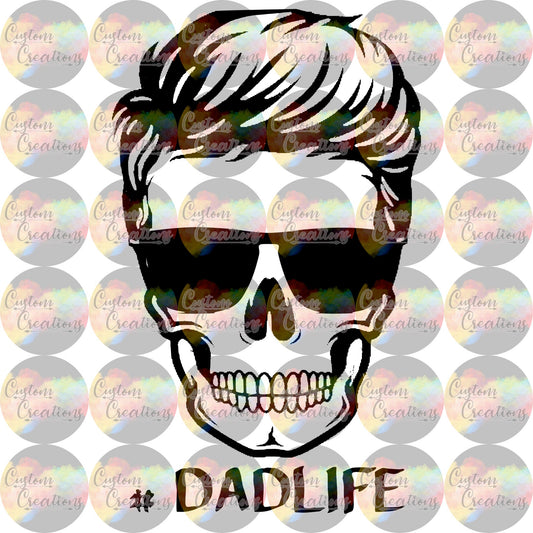Dad Life Skull Sunglasses Hair Single Dad Kids  3.5" Clear Laser Printed Waterslide