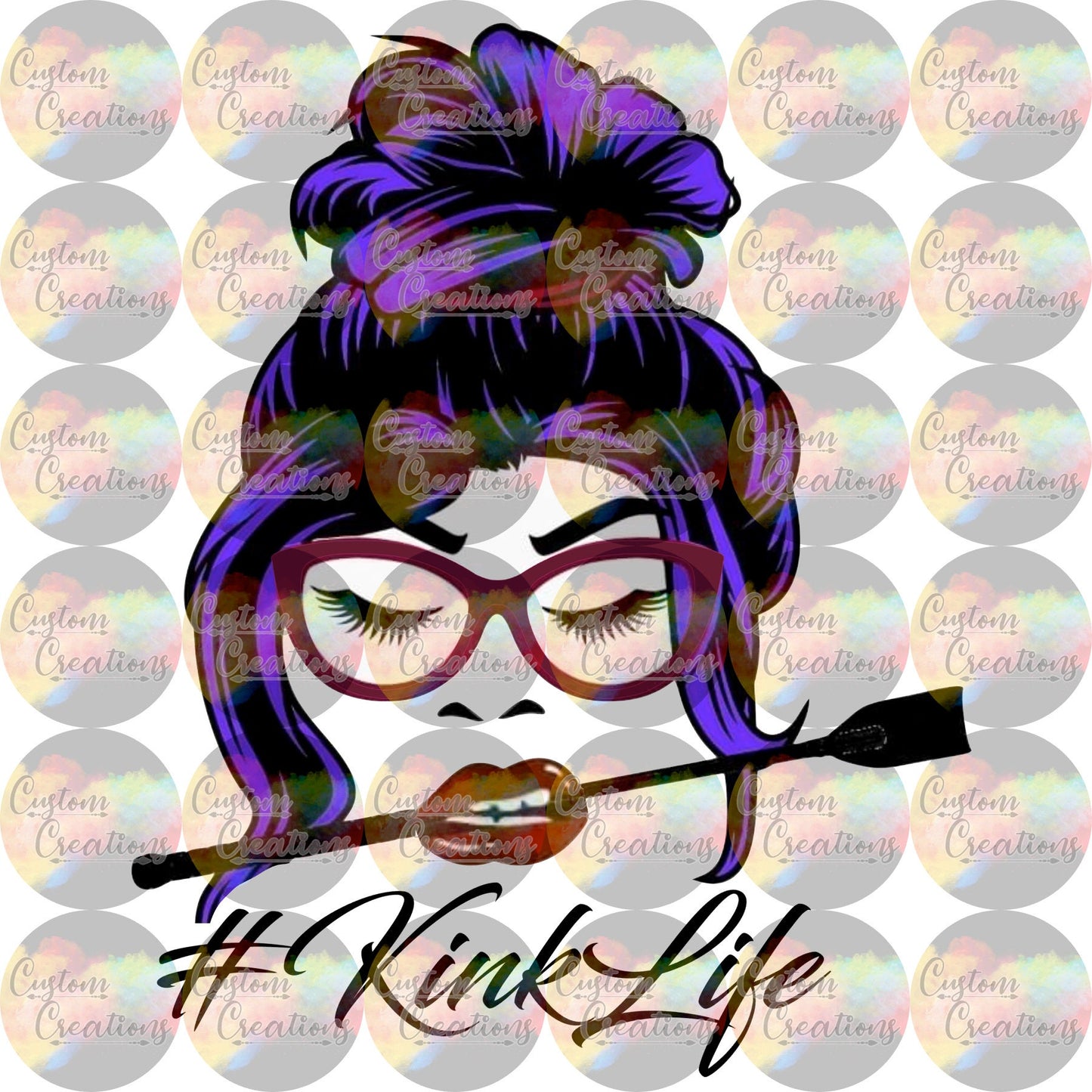 Kink Life Paddle Hand Cuffs Kinky Hash Tag Biting Lip Sublimation Transfer Ready To Press