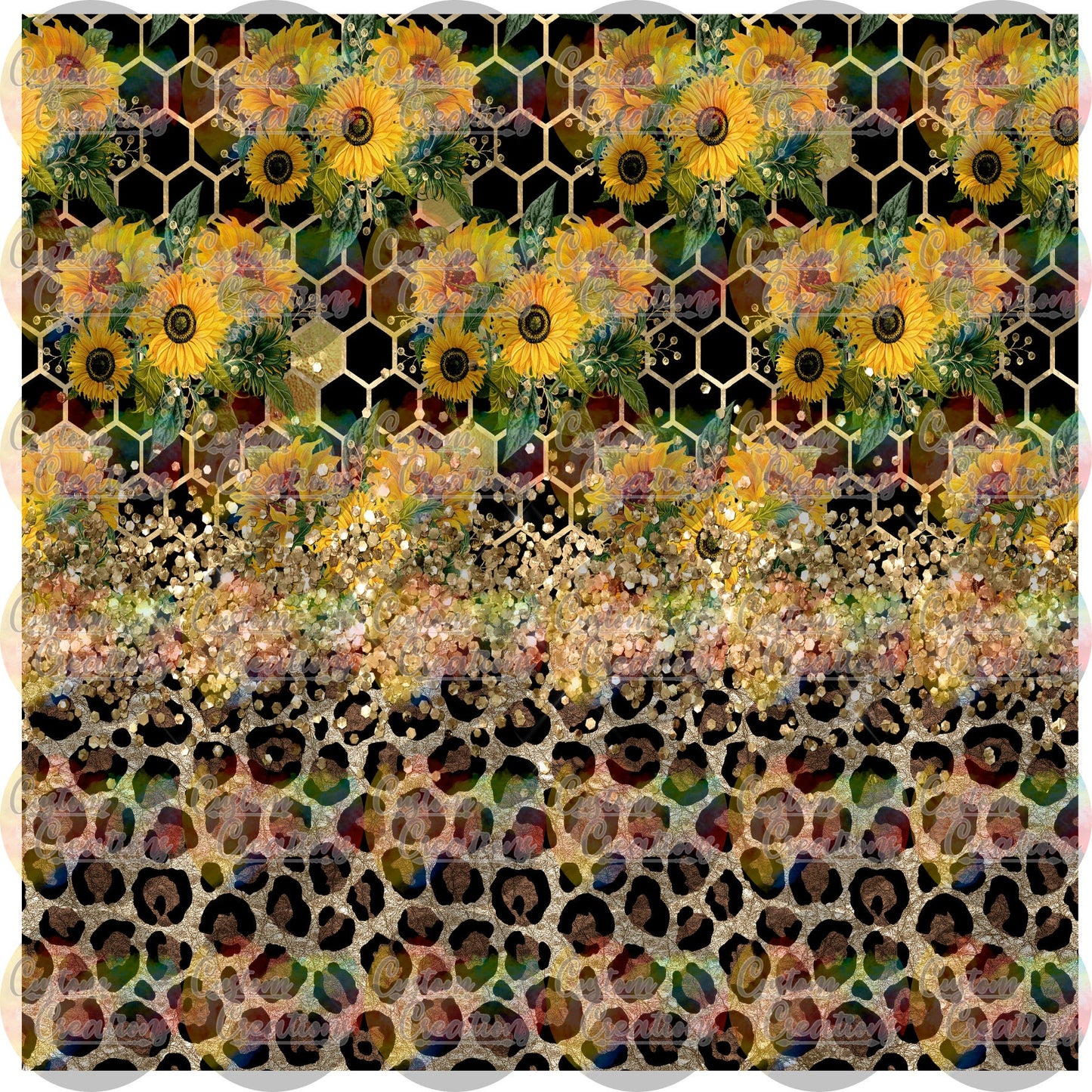 Leopard Sunflower Glitter Sublimation Transfer For Skinny Non Taper Tumbler Ready To Press