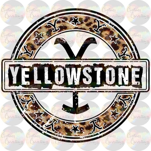 Yellow Stone Leopard Show Circle Logo Design Digital Download File