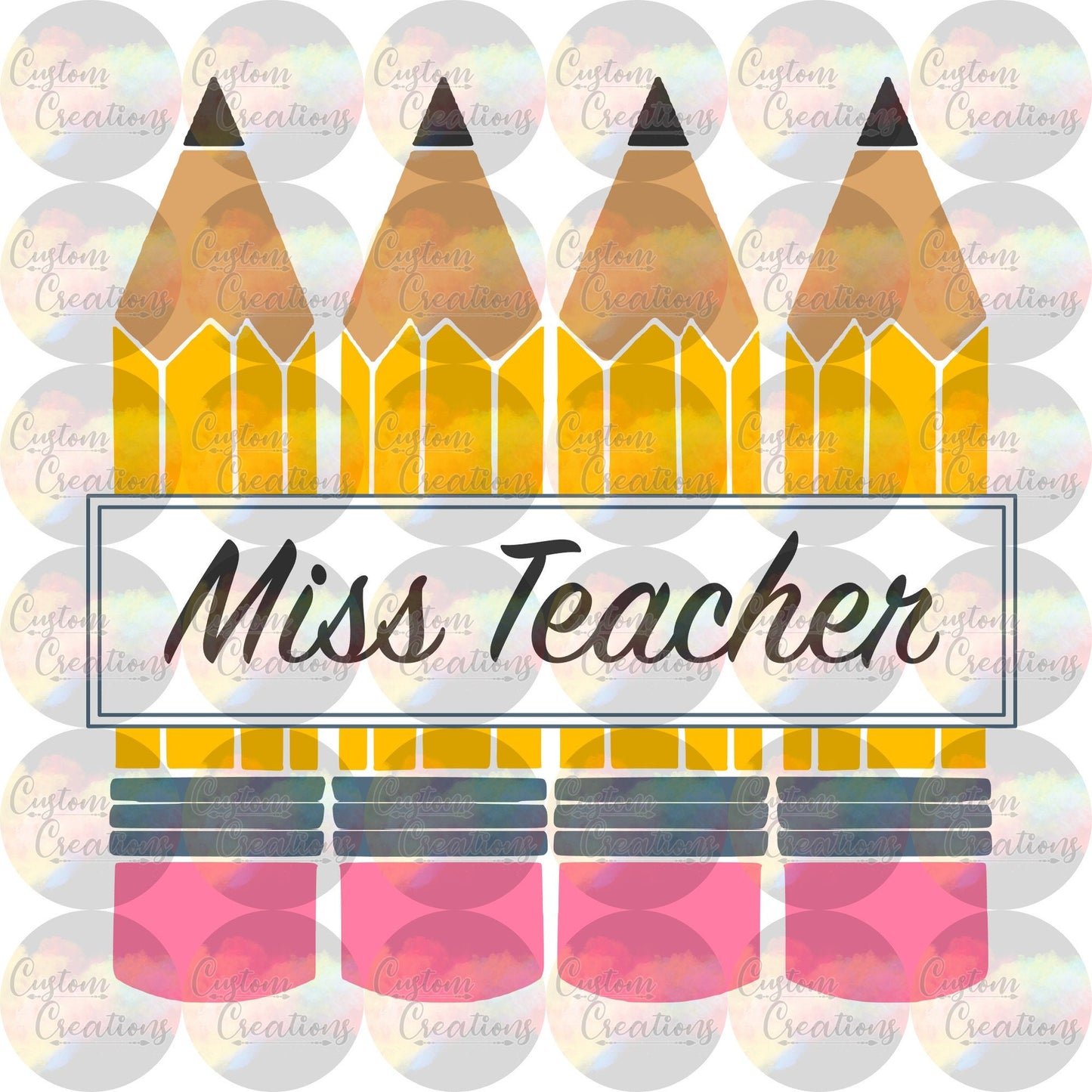 Pencil Teacher Template Digital Download File PNG