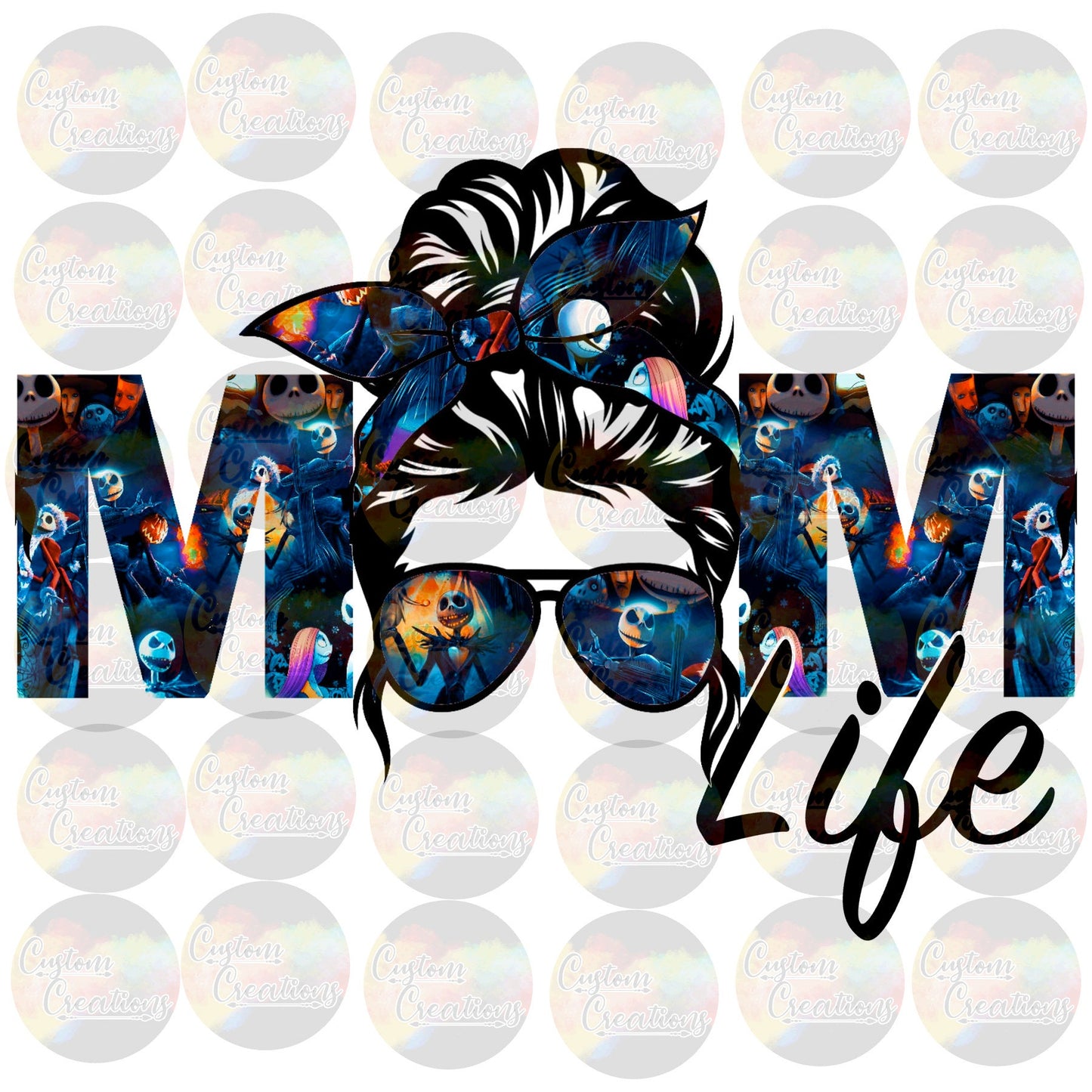 Mom Life Nightmare Cute Messy Bun Christmas Headband Sunglasses Print Sublimation Transfer Ready To Press