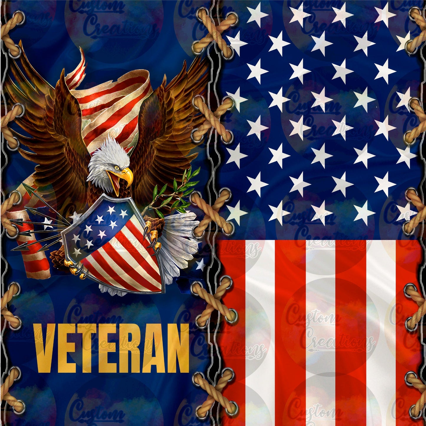 Veteran American Flag Eagle Sublimation Transfer For Skinny Non Taper Tumbler Ready To Press