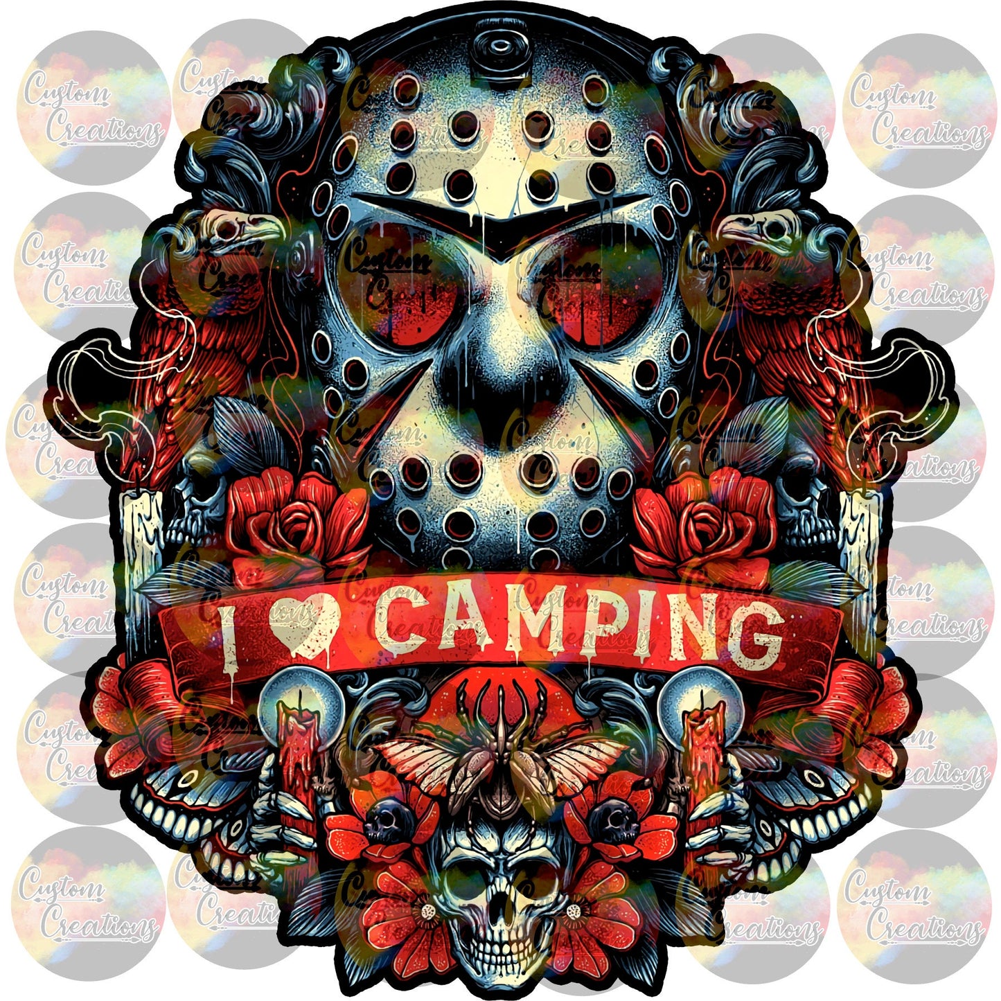 Spooky Jason Hockey Camp Love Run Walk Blood Gore Print Sublimation Transfer Ready To Press