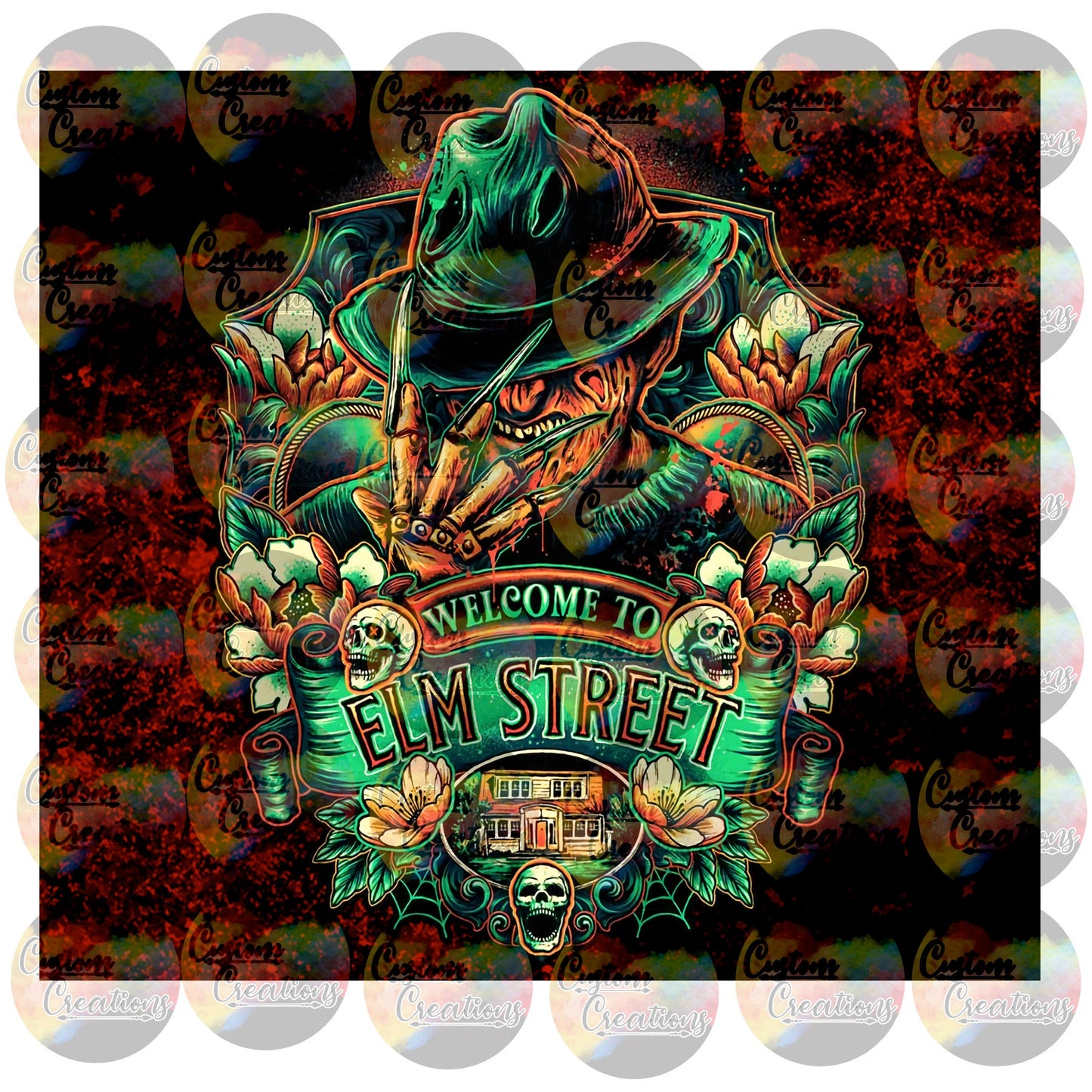 Spooky Horror Elm Street Dreams Sublimation Transfer For Skinny Non Taper Tumbler Ready To Press