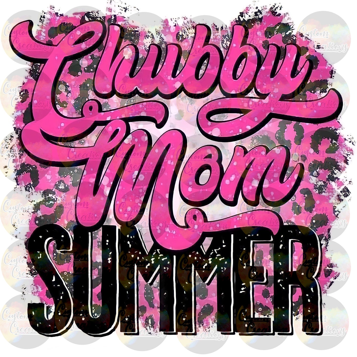 Chubby Mom Summer Pink Leopard Bleach Print Sublimation Transfer Ready To Press