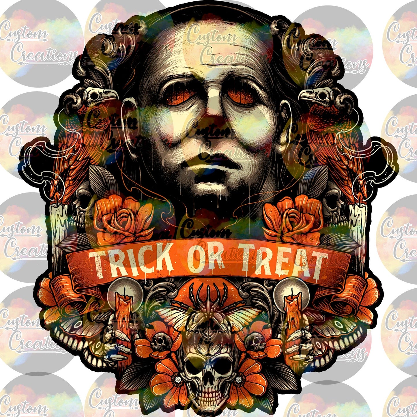 Spooky Mike Halloween Friday 13 Myers run Blood Gore Print Sublimation Transfer Ready To Press