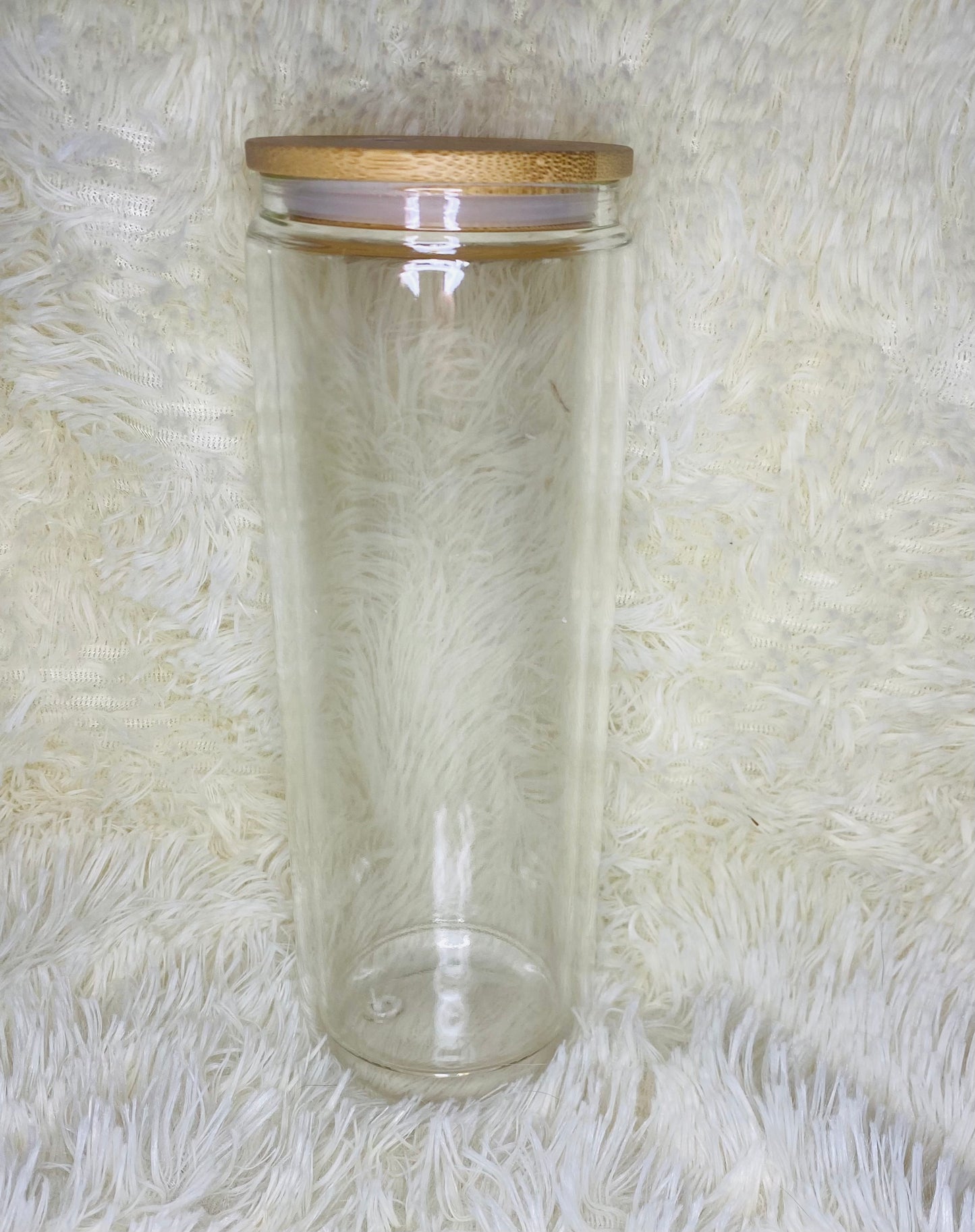 20 Ounce Double Walled Sublimation Snow Globe Glass Tumbler with Bamboo Lid