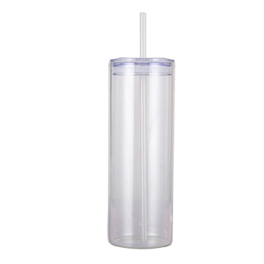 25oz Clear Glass Sublimation Straight Non Taper Skinny