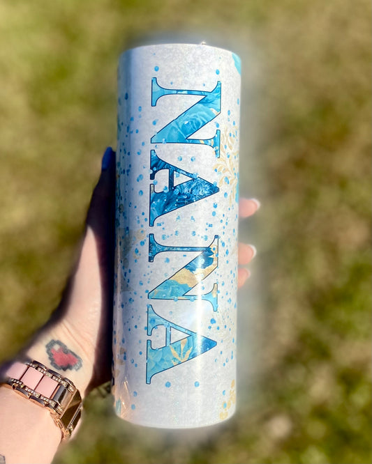 Blue Nana Flower Sublimation Skinny Tumbler