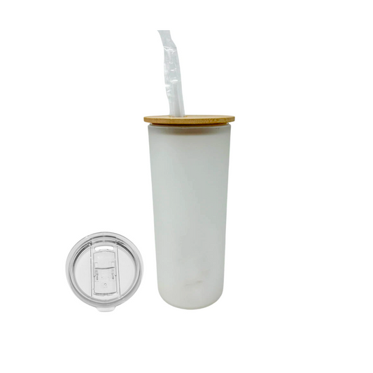 20oz Frosted Glass Sublimation Straight Skinny With 2 Lids