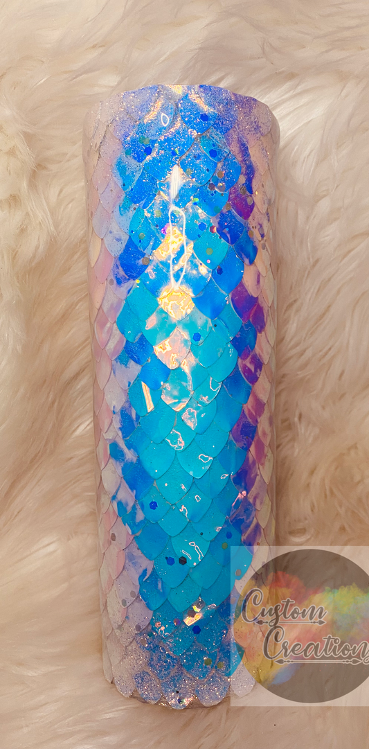 30 Ounce Skinny Tumbler Dragon Scales Epoxied with Added Glitter