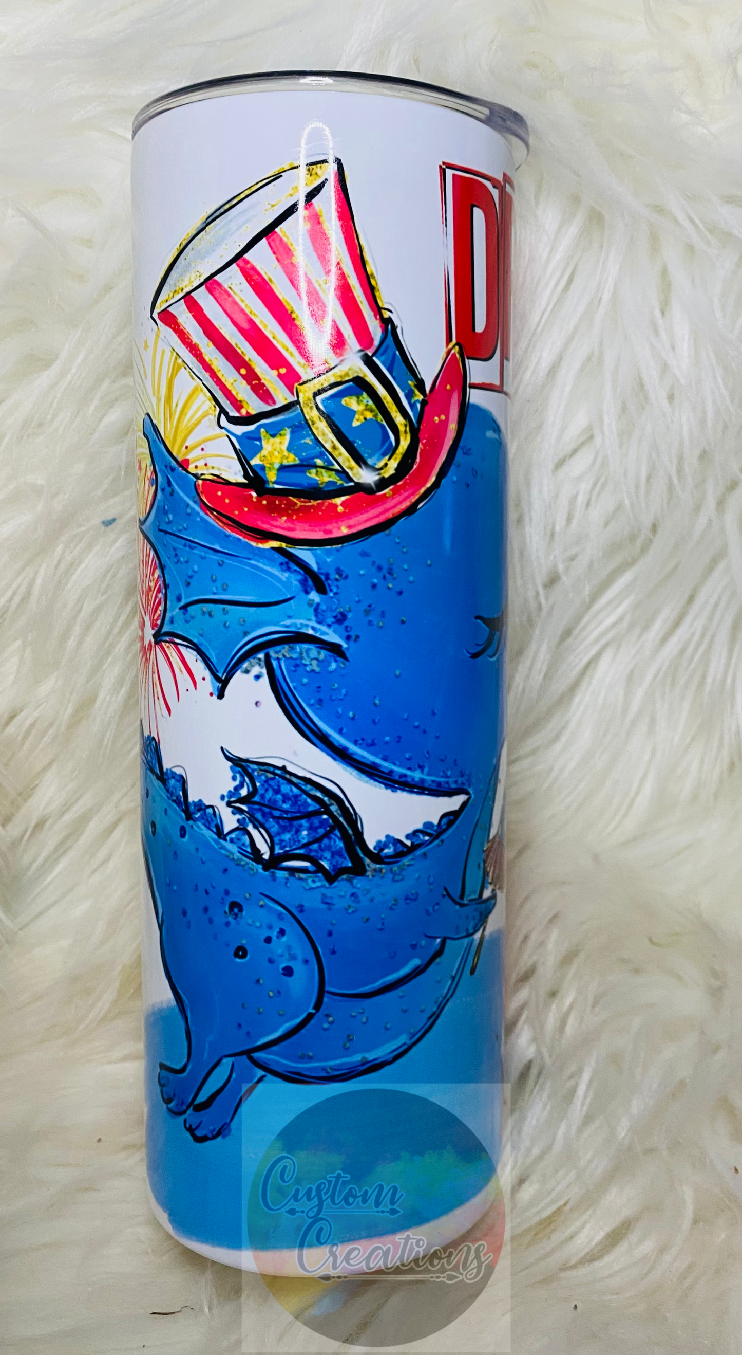 20 Ounce Skinny Sublimation Tumbler Dragon My Patriotic Ass Through The 4th