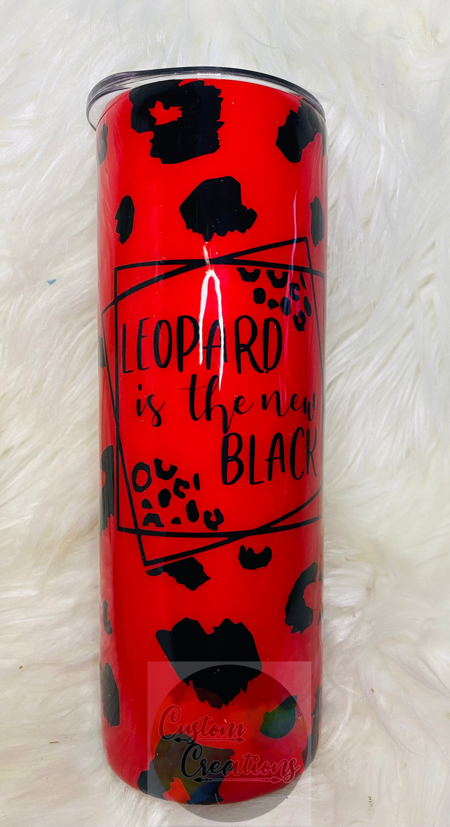 20 Ounce Skinny Tumbler Leopard Is The New Black Epoxied with Added Glitter