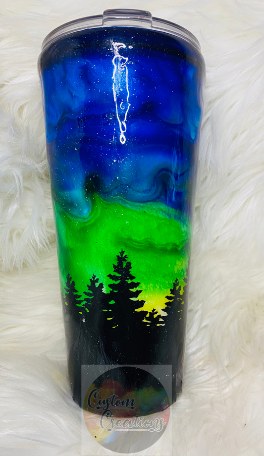 32 Ounce Tapered Tumbler Northern Lights Added Glitter
