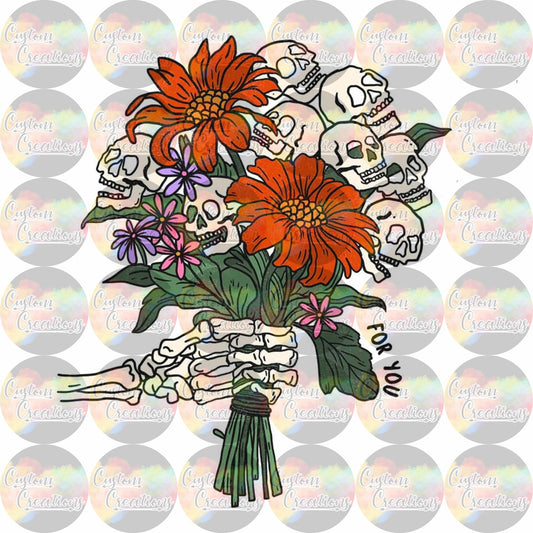 Skull Flowers For You Sublimation Transfer Ready To Press