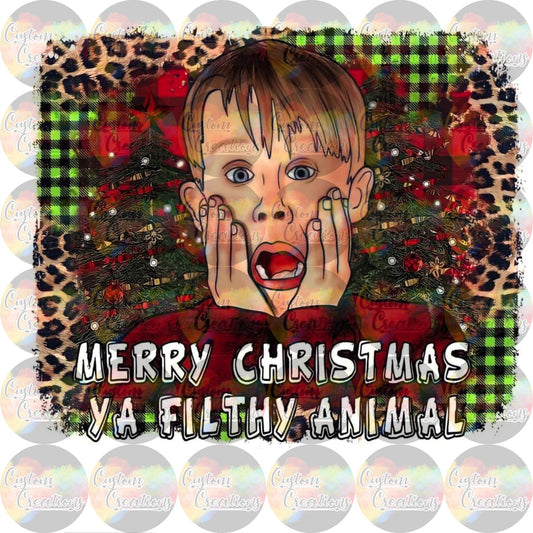 Merry Christmas You Filthy Animals Print Sublimation Transfer Ready To Press