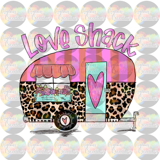 Love Shack Camper 3.5" Clear Laser Printed Waterslide