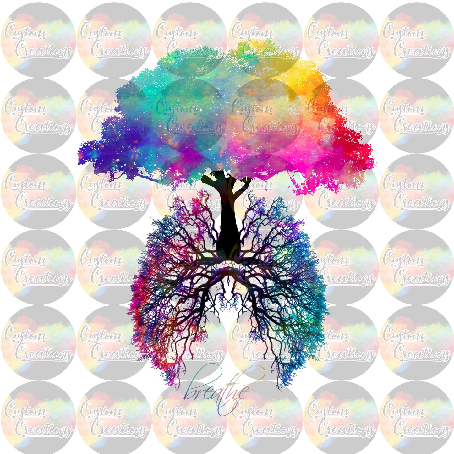 Watercolor Breathe File with Tree and Lungs