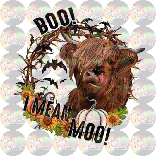 Boo I Mean Moo Cow Halloween  Sublimation Transfer Ready To Press