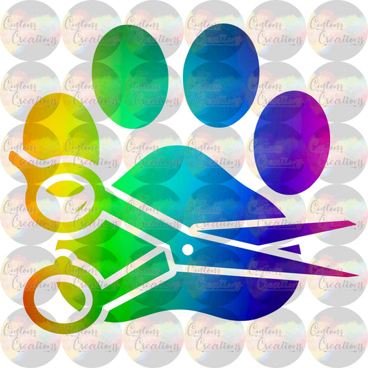 Paw Print With Scissors Digital File Download PNG & JPEG