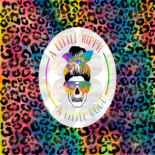 A Little Hippie A Little Hood with Skull and Leopard Print and Rainbow Tye Dye Digital Download File