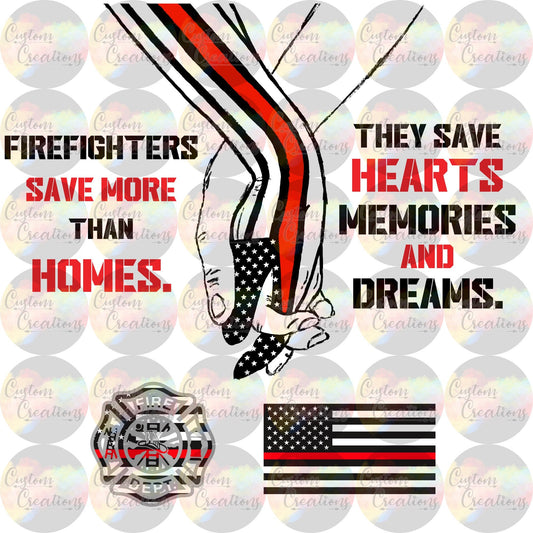 Hands Holding Thin Red Line Flag Firefighter Digital File Download PNG & JPEG