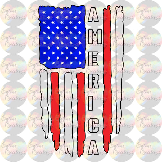 American Flag Distressed 3.5" Clear Laser Printed Waterslide