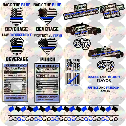 Back the Blue Drink Law Enforcement Drink Digital Download File PNG