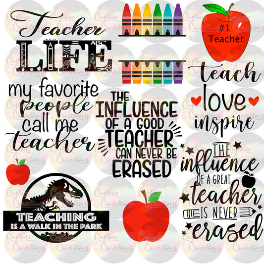Teacher Collage Full A4 Printed Page Clear Laser Printed Waterslide