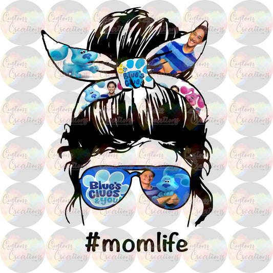 Blue Mom Life Headband Messy Bun Digital Download File PNG