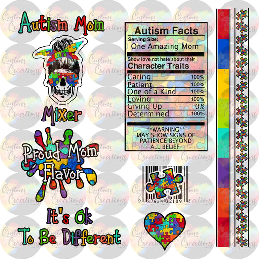 Autism Mom Mixer Drink PNG and JPEG Digital Download
